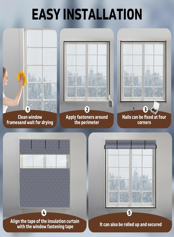 Precizex Window Insulation Kit for Winter 75'' x 79'' Visible Thermal Window Insulation Reusable Oxford Cloth Cotton Layer Thermal Window Cover Insulated Window Cover Warm Waterproof Attic Insulation Cover - Image 5