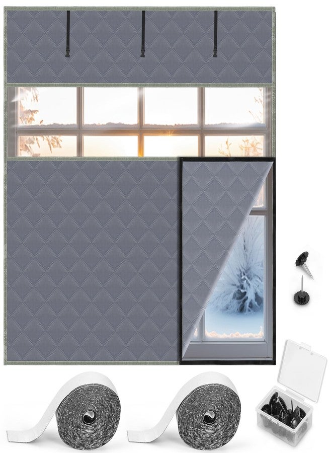 Precizex Window Insulation Kit for Winter 75'' x 79'' Visible Thermal Window Insulation Reusable Oxford Cloth Cotton Layer Thermal Window Cover Insulated Window Cover Warm Waterproof Attic Insulation Cover - Image 1