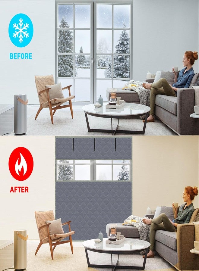 Precizex Window Insulation Kit for Winter 75'' x 79'' Visible Thermal Window Insulation Reusable Oxford Cloth Cotton Layer Thermal Window Cover Insulated Window Cover Warm Waterproof Attic Insulation Cover - Image 4