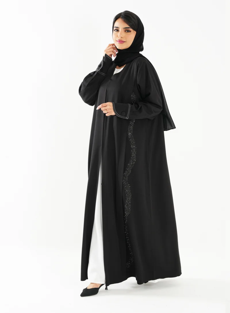 Rosette Abaya Abaya with Embroidery Design long sleeves