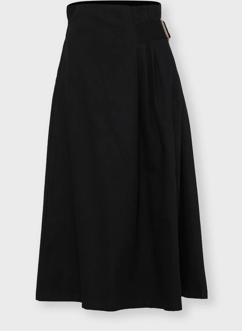 ELLA Buckle Side Midi Skirt