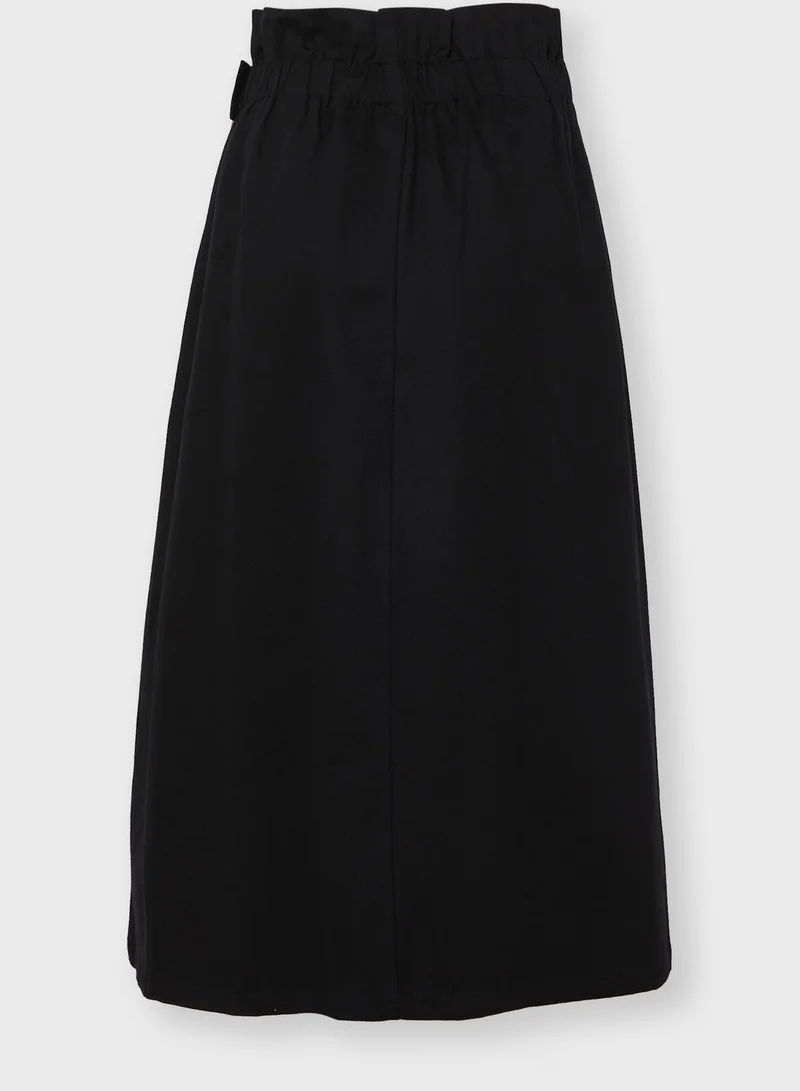 ELLA Buckle Side Midi Skirt