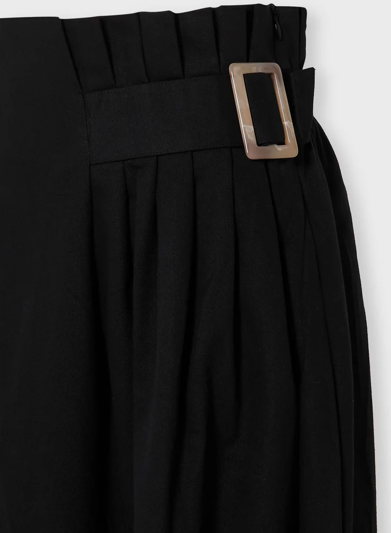 ELLA Buckle Side Midi Skirt
