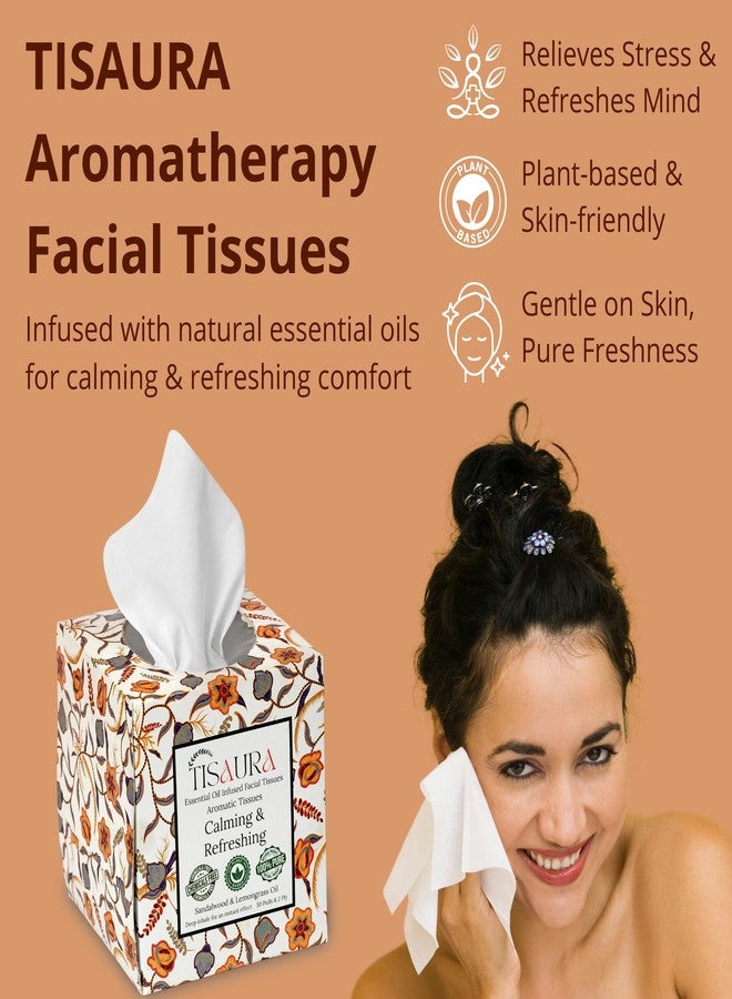 TISAURA Calming & Refreshing Aromatic Facial Tissues 50 Pulls (Pack of 3), 150 Pulls 2 ply, Infused with 100% Infused with Pure Plant Based Essential Oil,Aromatherapy For Daily Stress, Scented Tissues - Image 2