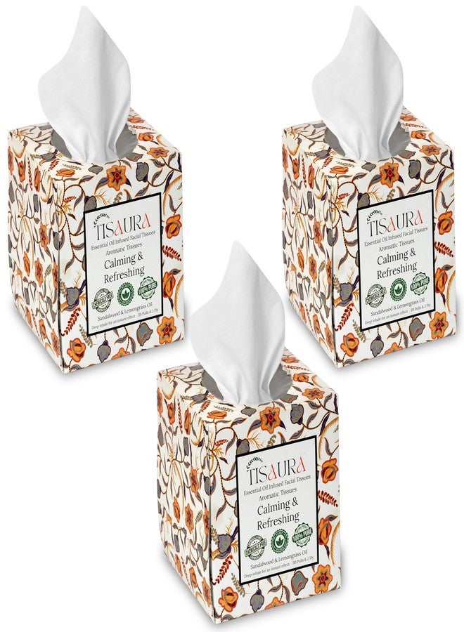 TISAURA Calming & Refreshing Aromatic Facial Tissues 50 Pulls (Pack of 3), 150 Pulls 2 ply, Infused with 100% Infused with Pure Plant Based Essential Oil,Aromatherapy For Daily Stress, Scented Tissues - Image 1