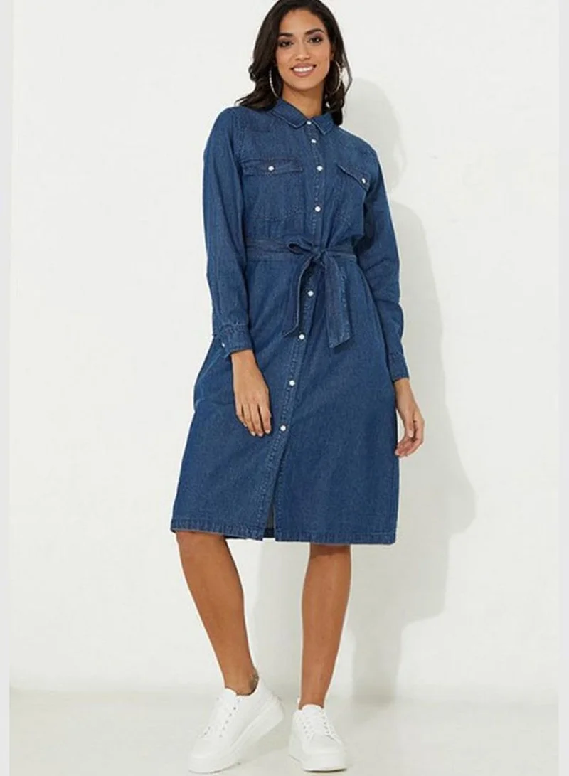 Aeropostale Denim A-Line Shirt Midi Dress