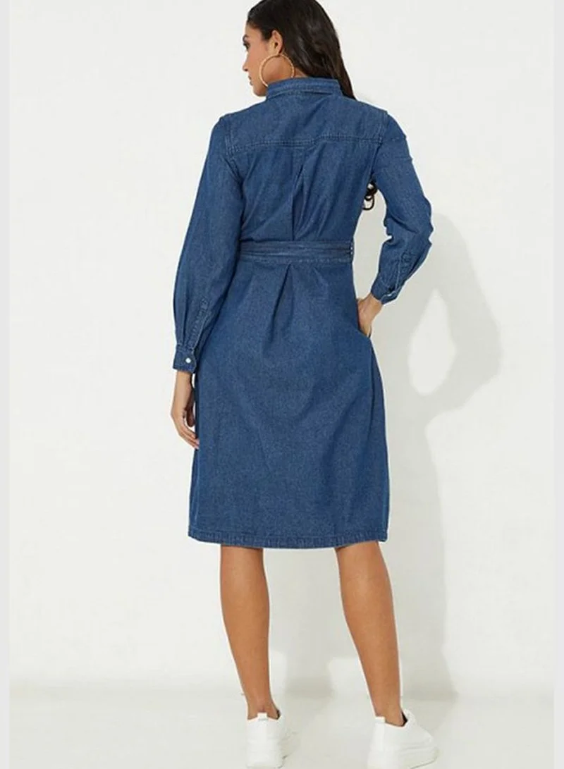Aeropostale Denim A-Line Shirt Midi Dress
