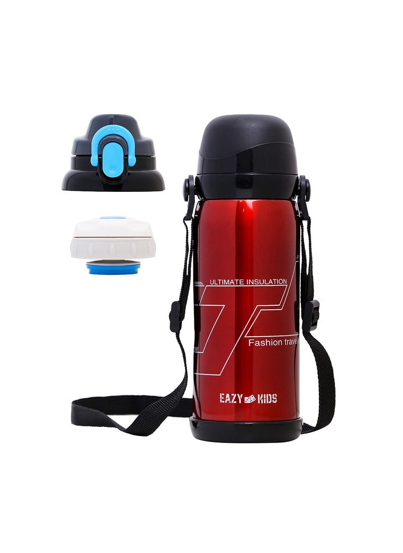 Eazy Kids Double Wall Insulated School Water Bottle - Red, 800 ML  - Image 1