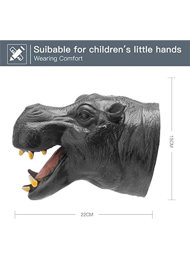 Hippopotamus Hand Puppet Realistic Latex Soft Animal Toy Storytelling Role Play Party Supplies for Kids