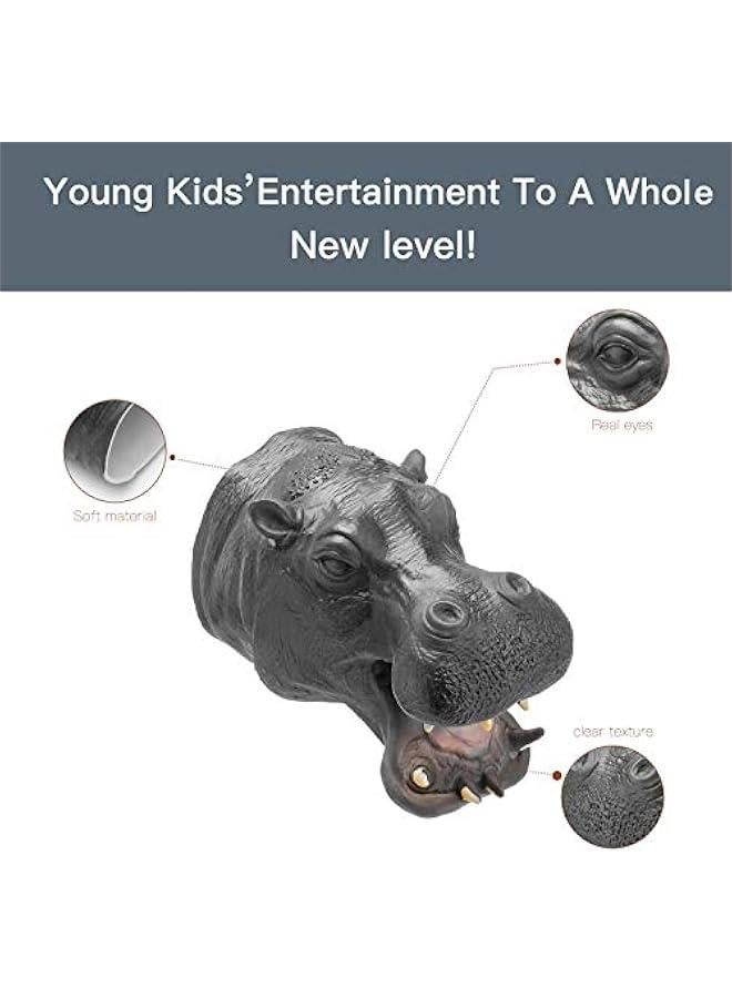 Hippopotamus Hand Puppet Realistic Latex Soft Animal Toy Storytelling Role Play Party Supplies for Kids