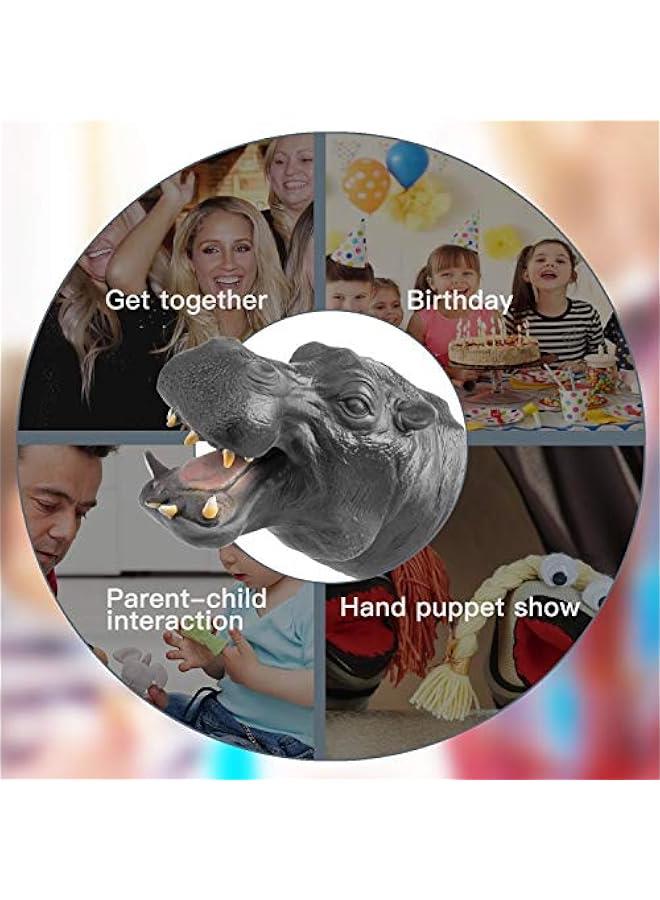 Hippopotamus Hand Puppet Realistic Latex Soft Animal Toy Storytelling Role Play Party Supplies for Kids