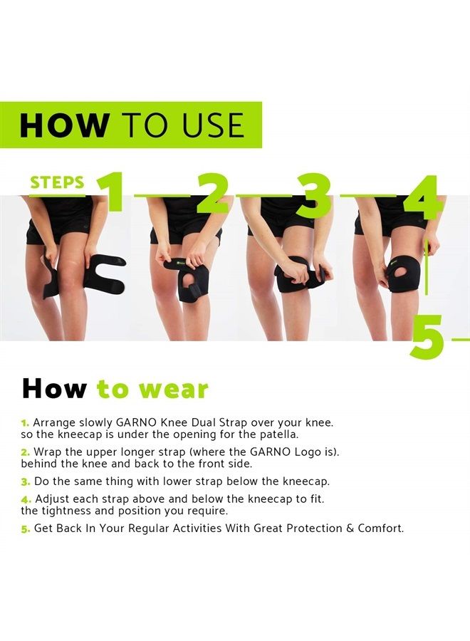 GARNO Knee Brace Plus Size, Dual Patella Tendon Support Strap, Adjustable Neoprene Stabilizer for Meniscus Tear, Arthritis, Tendonitis, MCL, ACL, Pain Relief, Recovery, Running, Men & Women; XL /2XL - Image 3