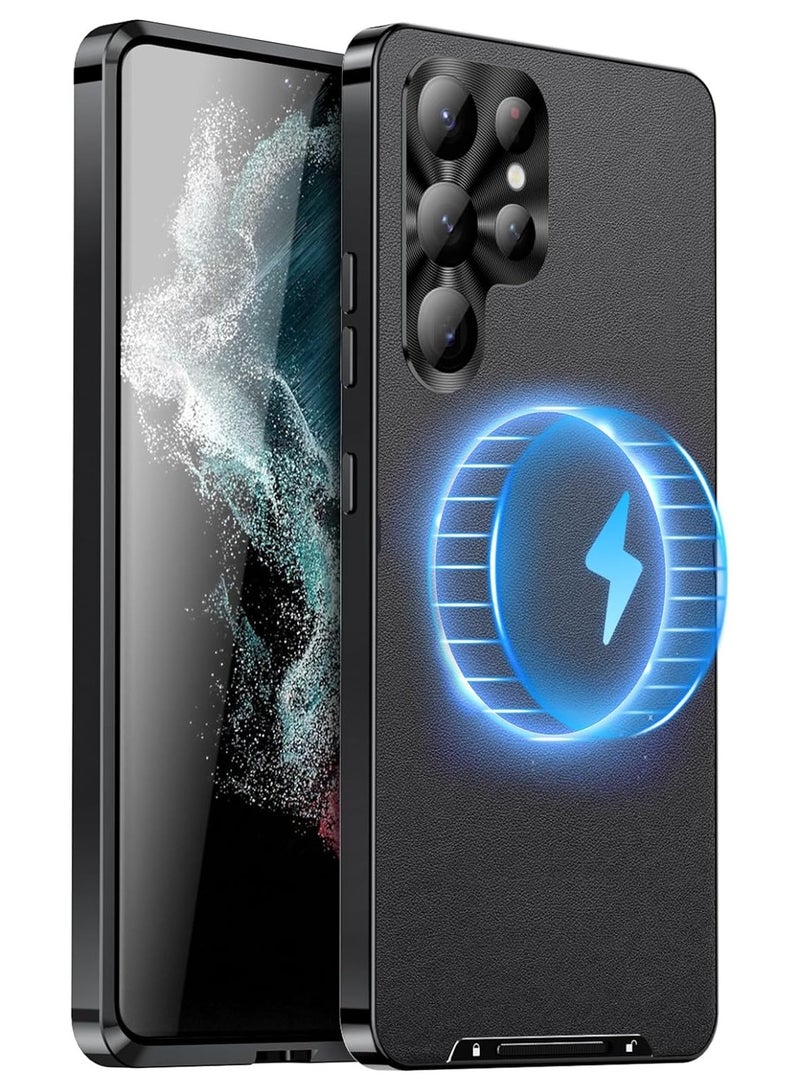 عام جراب سامسونج جالاكسي اس 24 / اس 24 بلس / اس 24 الترا ، جراب حماية مغناطيسي ، مع حماية للعدسة ، يدعم الشحن اللاسلكي