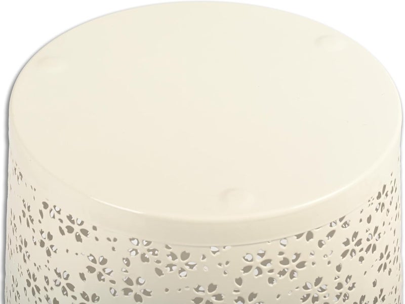 FIS® Metal Waste Basket or Trash Bin, Size: 265x265x285mm, Round Shape, Flower Design, 1 Piece, White Color-FSWA102WH - Image 2