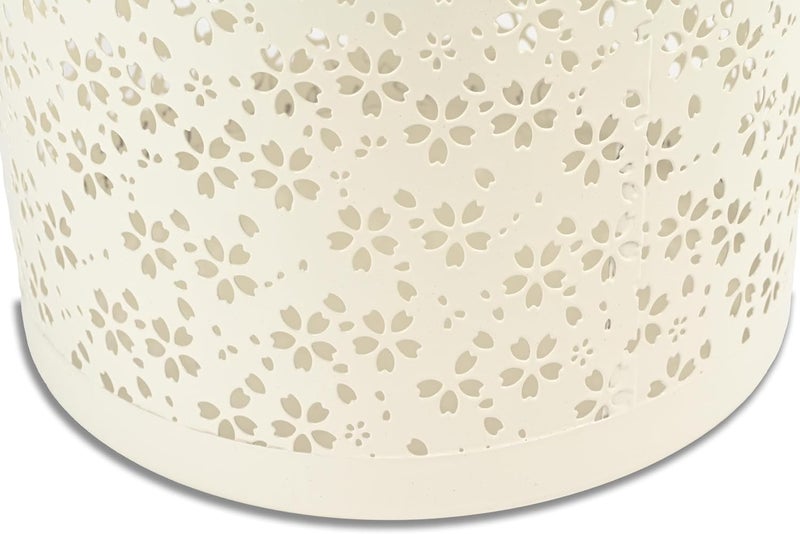 FIS® Metal Waste Basket or Trash Bin, Size: 265x265x285mm, Round Shape, Flower Design, 1 Piece, White Color-FSWA102WH - Image 3