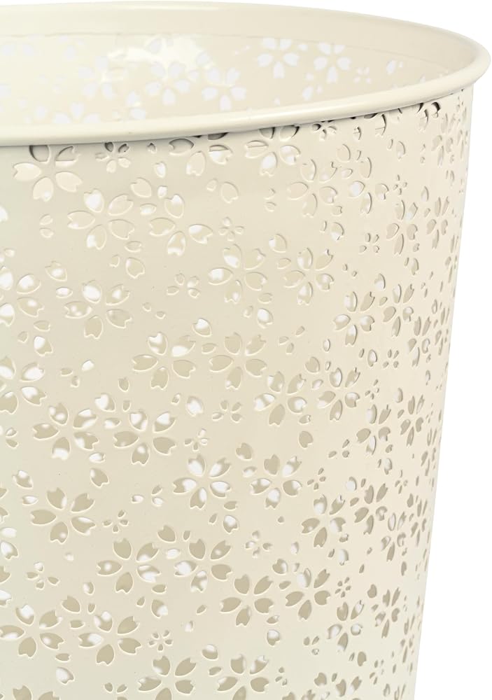 FIS® Metal Waste Basket or Trash Bin, Size: 265x265x285mm, Round Shape, Flower Design, 1 Piece, White Color-FSWA102WH - Image 4