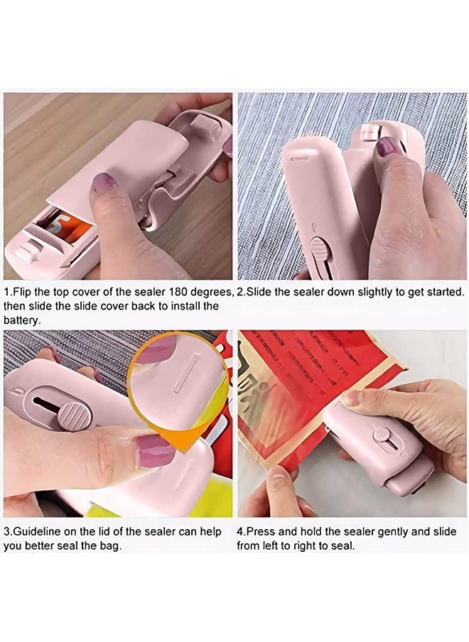 Hihonor Vacuum Sealer,Handheld Bag Sealer,2 in 1 Mini Heat Sealer,Food Saver,Suitable for Storing Snacks/Biscuits(Pink)  - Image 4