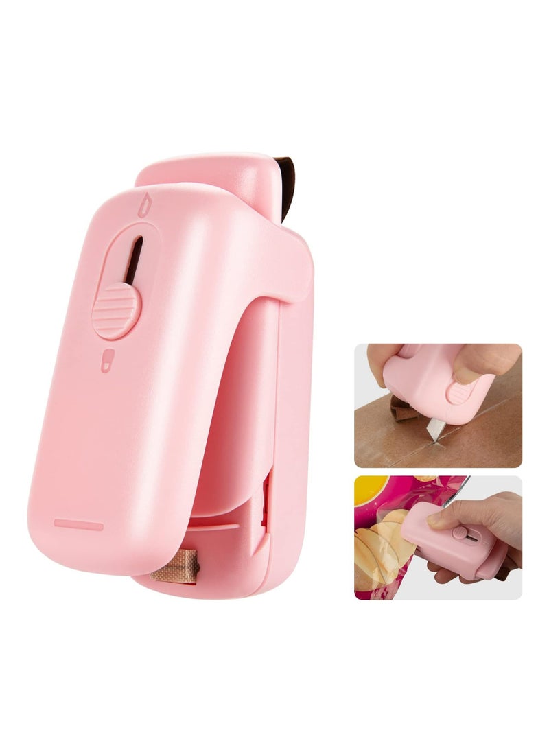 Hihonor Vacuum Sealer,Handheld Bag Sealer,2 in 1 Mini Heat Sealer,Food Saver,Suitable for Storing Snacks/Biscuits(Pink)  - Image 1