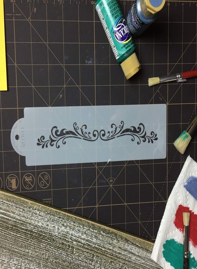 Designer Stencils C811 Florentine Scroll Cake Side Stencil, Beige/Semi-Transparent - Image 5