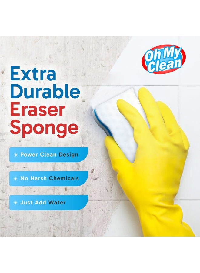Oh My Clean (50 Pack) Extra Durable Eraser Sponge - Extra Thick, Long Lasting, Premium Melamine Sponges in Bulk - Multi-Purpose Power Scrubber - Bathroom, Kitchen, Floor, Bathtub, Toilet, Baseboard, Wall Cleaner - Image 2