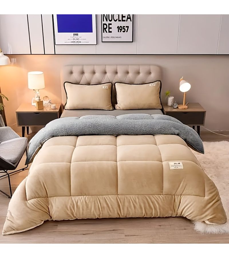بطانية من القطن السميك المخملي باللون الأزرق، ناعمة ومريحة، مقاس 70.87 × 78.74 بوصة - Image 4