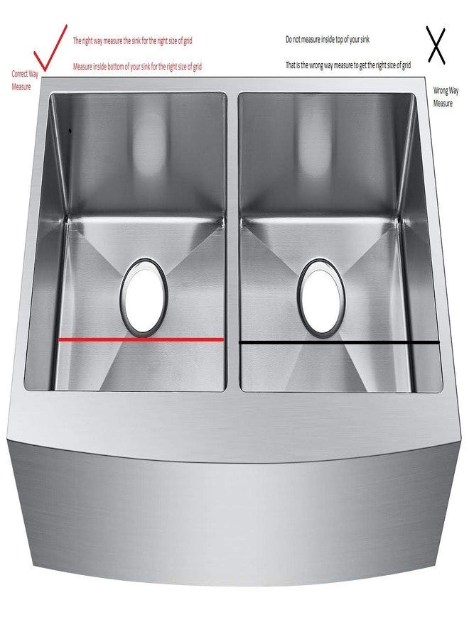 Starstar 50/50 Double Bowl Kitchen Sink Bottom Two Grids, Stainless Steel, 15" x 13" - Image 3