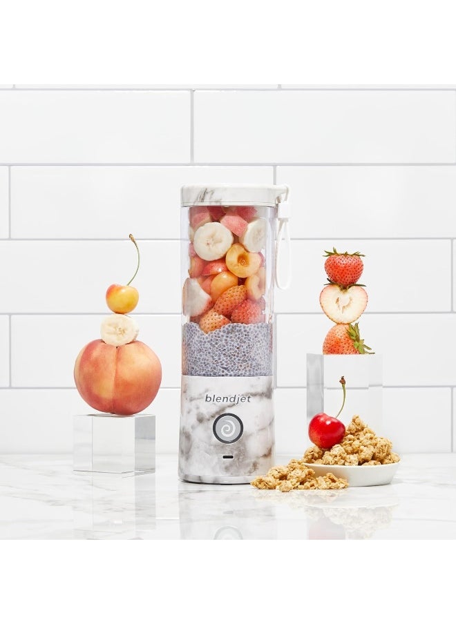 blendjet - BlendJet 2 Portable Blender| World's Most Powerful 16Oz @22,000 RPM, 6 Stainless Steel Blades, Ice Crasher, USB-C Charging, Leak Proof, Self Cleaning, Safety Features, BPA Free - White Marble Print - Image 1