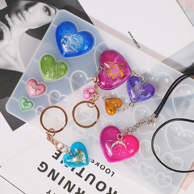 Dd-Life 2 Pcs Heart Silicone Mold  Mixed Size Heart Shape Silicone Mold  Heart-Shaped Casting Jewelry Mold For Making Earrings Jewelry Making Crafting Projects - Image 4