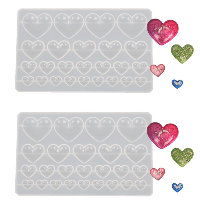 Dd-Life 2 Pcs Heart Silicone Mold  Mixed Size Heart Shape Silicone Mold  Heart-Shaped Casting Jewelry Mold For Making Earrings Jewelry Making Crafting Projects - Image 1