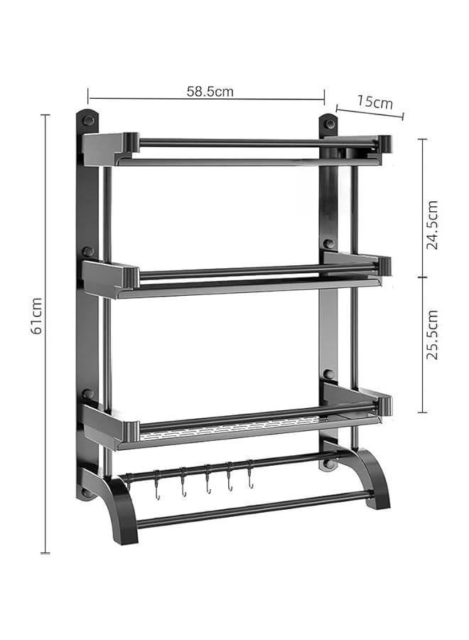 HOOKOR Wall Mounted Bathroom Shelf with Towel Bars, Shower Storage Rack with Hooks, Storage Organizer Shelf for Bathroom,Kitchen (3 layer) - Image 2