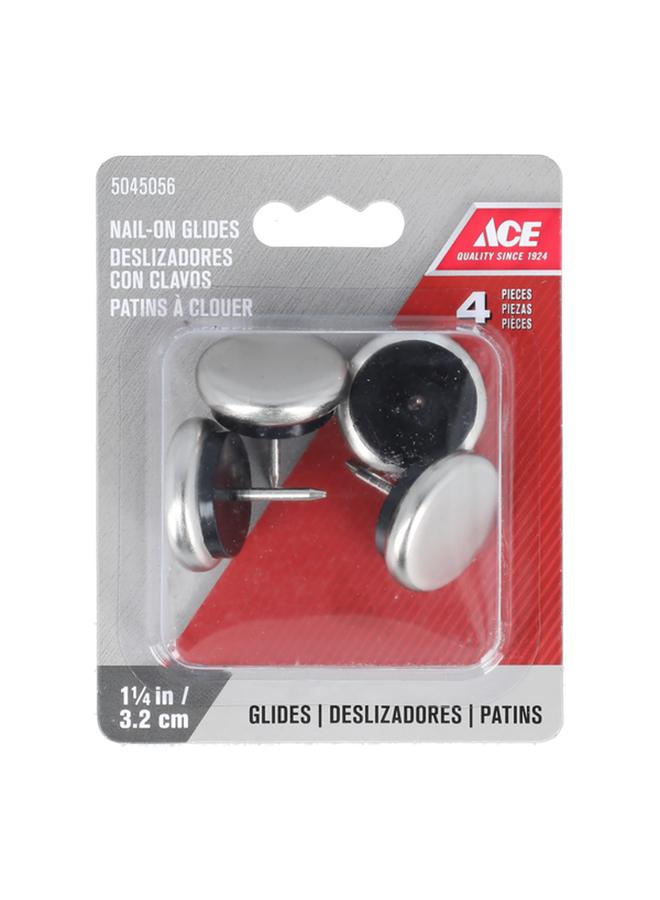 ACE 4-Piece High-Quality Nail-On Glide Set Nickel 1 1/4inch AI0005 - Image 1