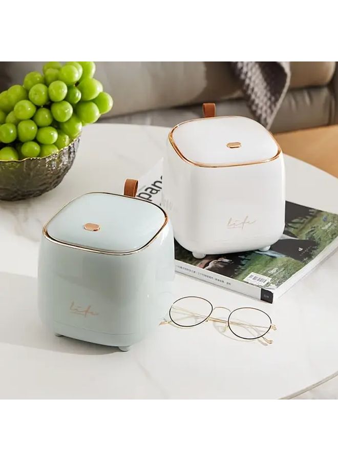 White Compact Desk Trash Can with Quiet Close Lid for Office Home - Image 4