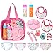 fash n kolor My Sweet Baby 13Piece Doll Feeding Diaper Bag Set Disappearing Milk Bottles Bibs Pacifiers Diapers Accessories Set Pretend Play Baby Doll Care Kit for Girls Fits 1218 Dolls - Image 3