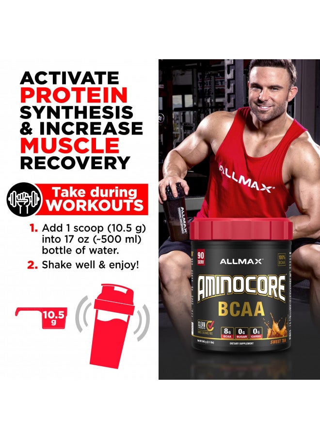 AllMax Nutrition - ALLMAX AMINOCORE BCAA, Pink Lemonade - 945 g Powder - 8.18 Grams of BCAAs Per Serving - with B Vitamins - No Fillers or Non-BCAA Aminos - Sugar Free - 90 Servings - Image 1