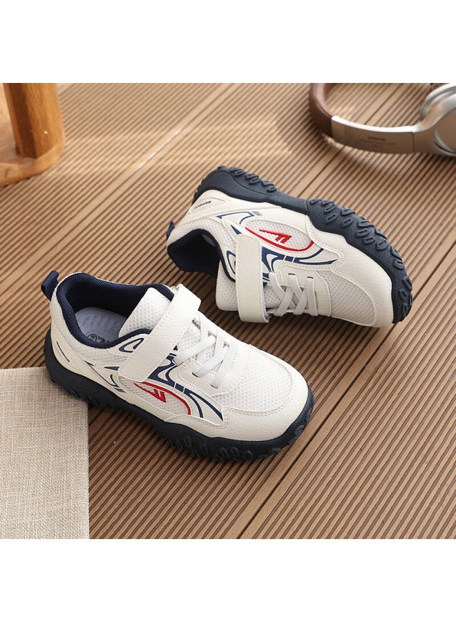 Warrior Kids Lightweight Velcro Running Casual Shoes Wz(cl)-2135 Beige Navy Size 34 - Image 3