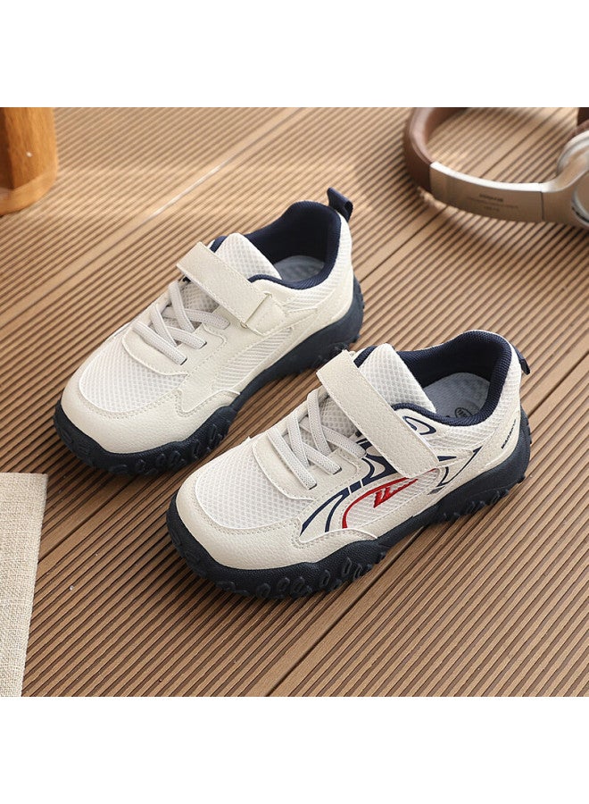 Warrior Kids Lightweight Velcro Running Casual Shoes Wz(cl)-2135 Beige Navy Size 34 - Image 2