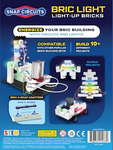Snap Circuits BRIC Light Building Bricks Electric Circuit Kit for Kids STEM Educational Toy for Kids 8 Light Up Bricks 10 Builds Included Compatible with All Major Brands - Image 5