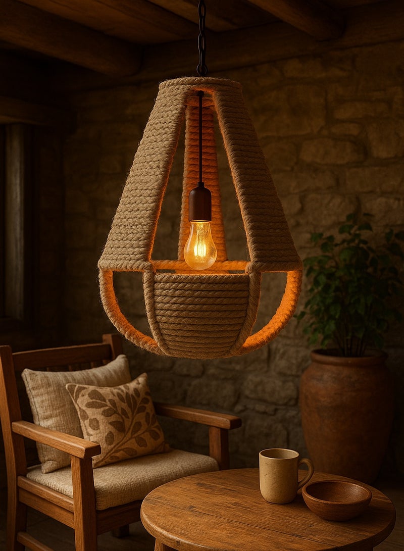 Single rustic rope hanger with E27 bulb base - Image 2