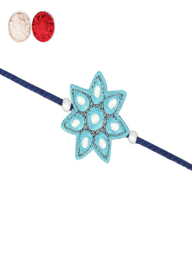 MASQ Cute Kids DesignerRakhi for Brother | Cartoon Design Soft Fabric Rakhi Band | Adjustable Thread Bracelet for Baby Boys & Toddlers | Raksha Bandhan Gift with Roli & Chawal (Rakhi_Taare-blue_01) - Image 1