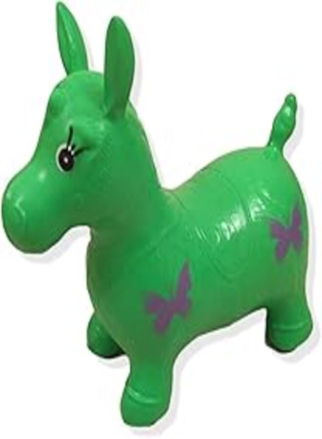 Generic Bouncing Inflatable Rubber Horse Ride on for Kids - Green