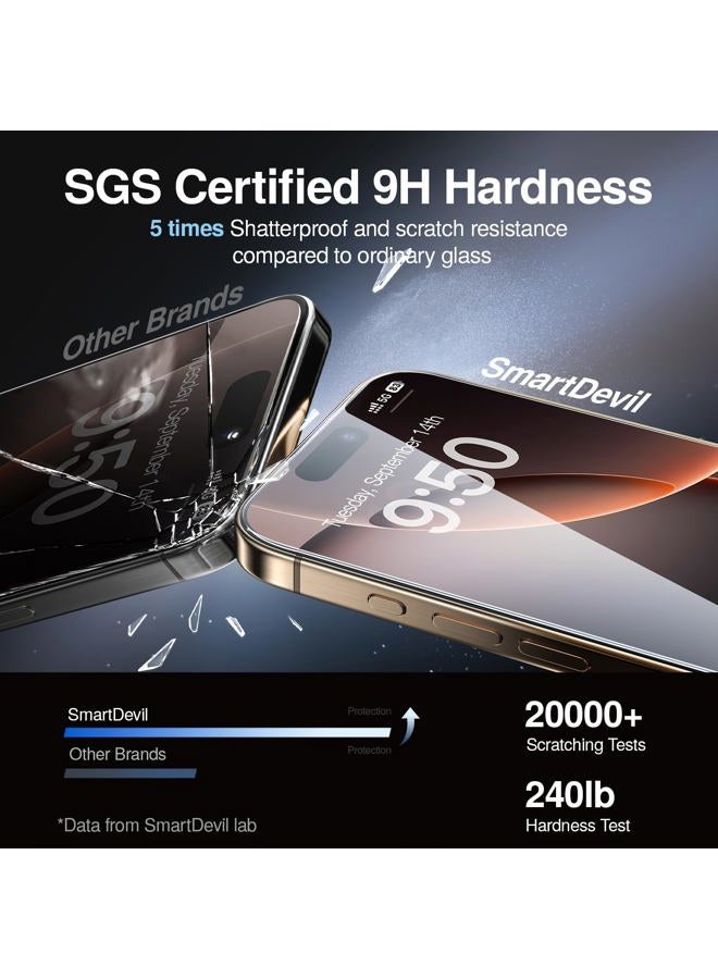 SmartDevil 2 Pack Screen Protector for iPhone 17 Pro Max, Bubble-and-Dust-Free Box, HD Tempered Glass, Military Grade Shatterproof & Ultra Durable, Easy Installation - Image 4