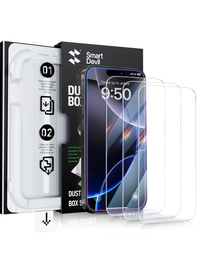 SmartDevil 2 Pack Screen Protector for iPhone 17 Pro Max, Bubble-and-Dust-Free Box, HD Tempered Glass, Military Grade Shatterproof & Ultra Durable, Easy Installation - Image 1