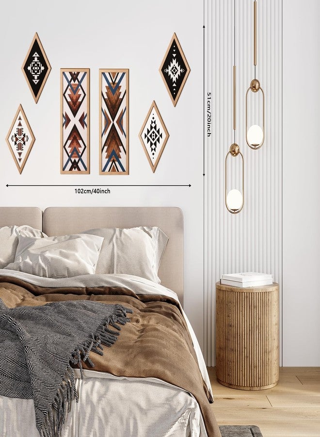 She Love Western Aztec Wall Decor 6Pcs, Double Layer Wooden Boho Geometric Wall Art Southwestern Rustic Country Farmhouse Home Decor for Living Room Bedroom Kitchen Bathroom - Image 3