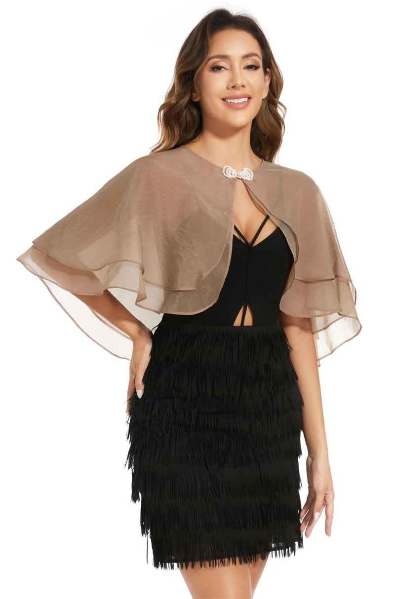 Sepsap Women's Sheer Tencel Shawls and Wraps for Evening Dresses Soft Wedding Cape Lightweight Bridesmaid Scarves Cover Up (Deep Camel) - Image 5