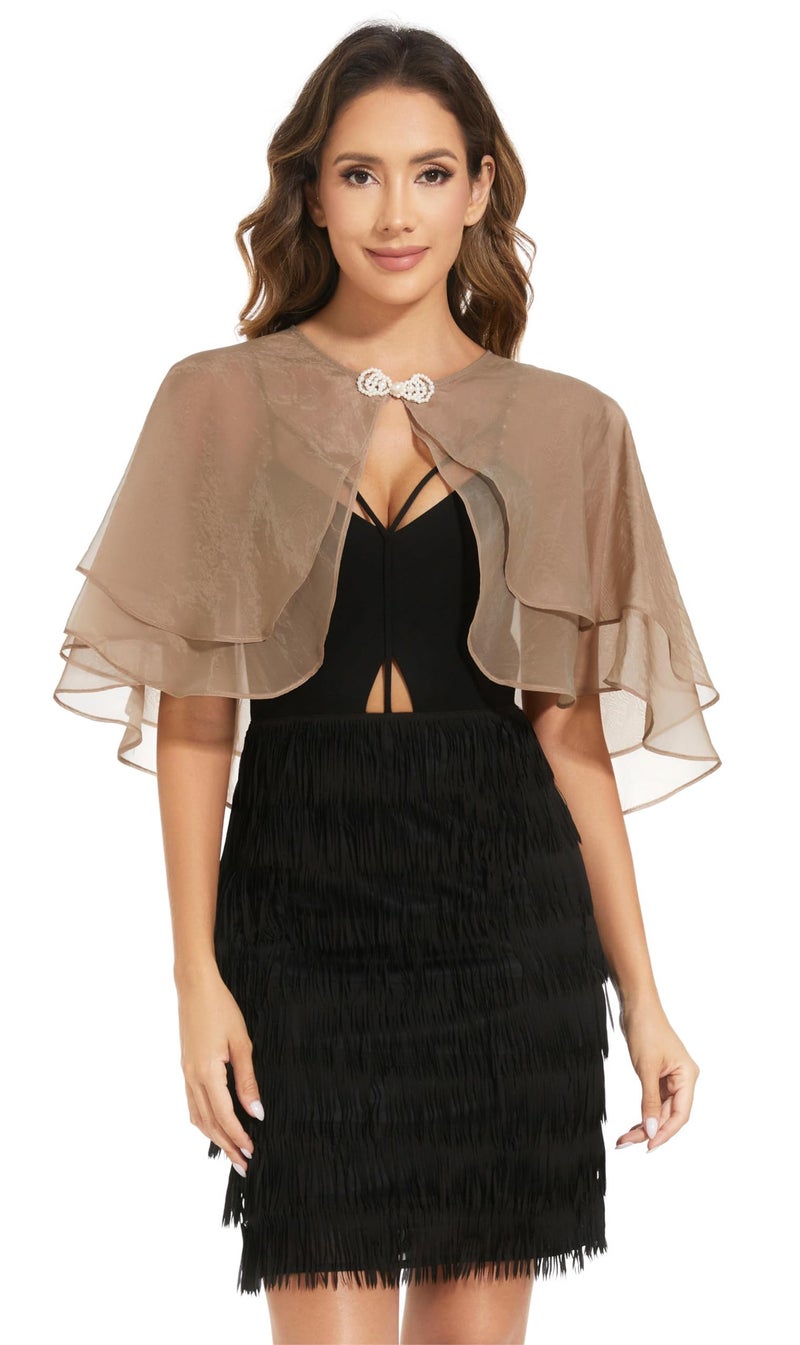 Sepsap Women's Sheer Tencel Shawls and Wraps for Evening Dresses Soft Wedding Cape Lightweight Bridesmaid Scarves Cover Up (Deep Camel) - Image 3