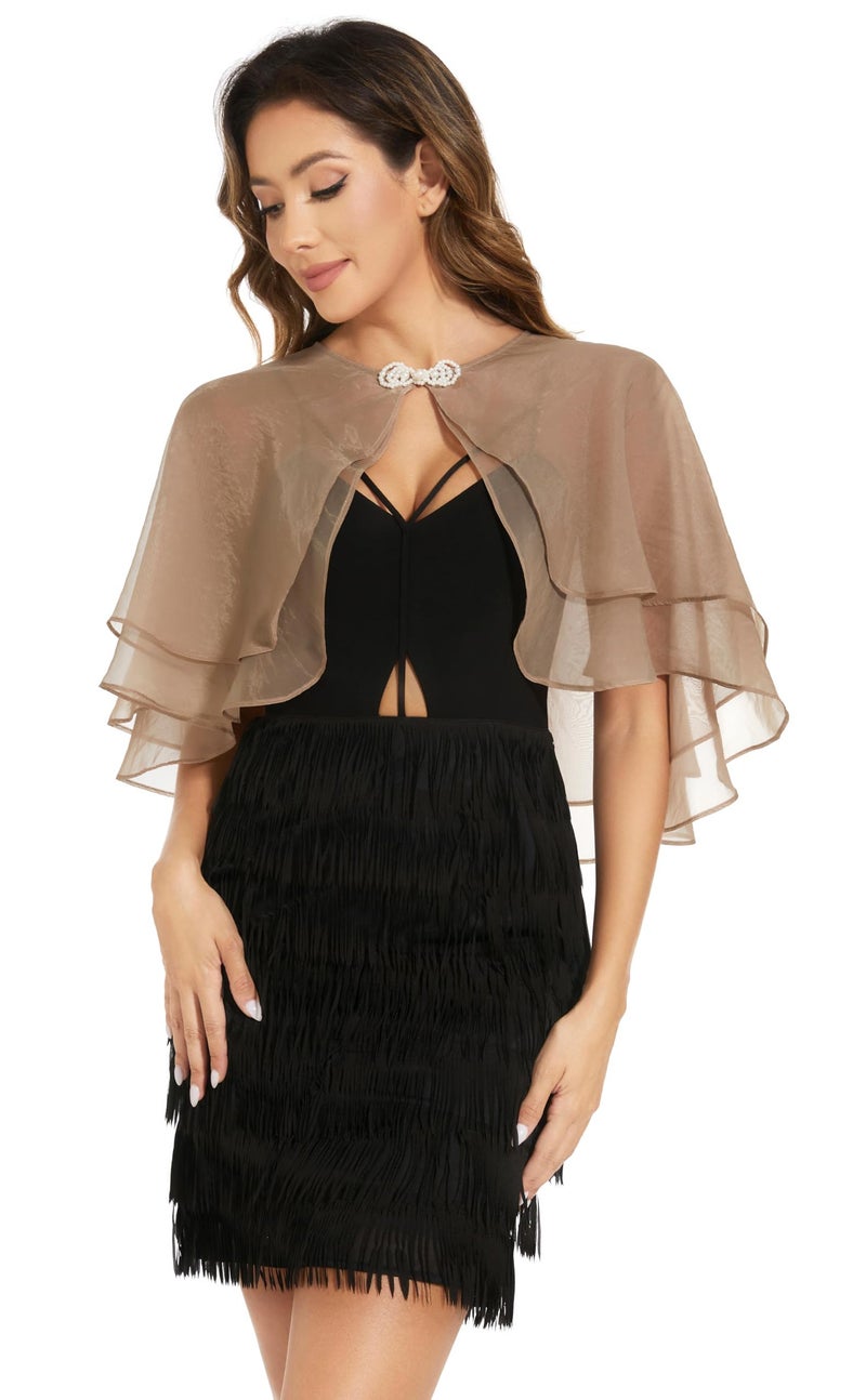 Sepsap Women's Sheer Tencel Shawls and Wraps for Evening Dresses Soft Wedding Cape Lightweight Bridesmaid Scarves Cover Up (Deep Camel) - Image 2