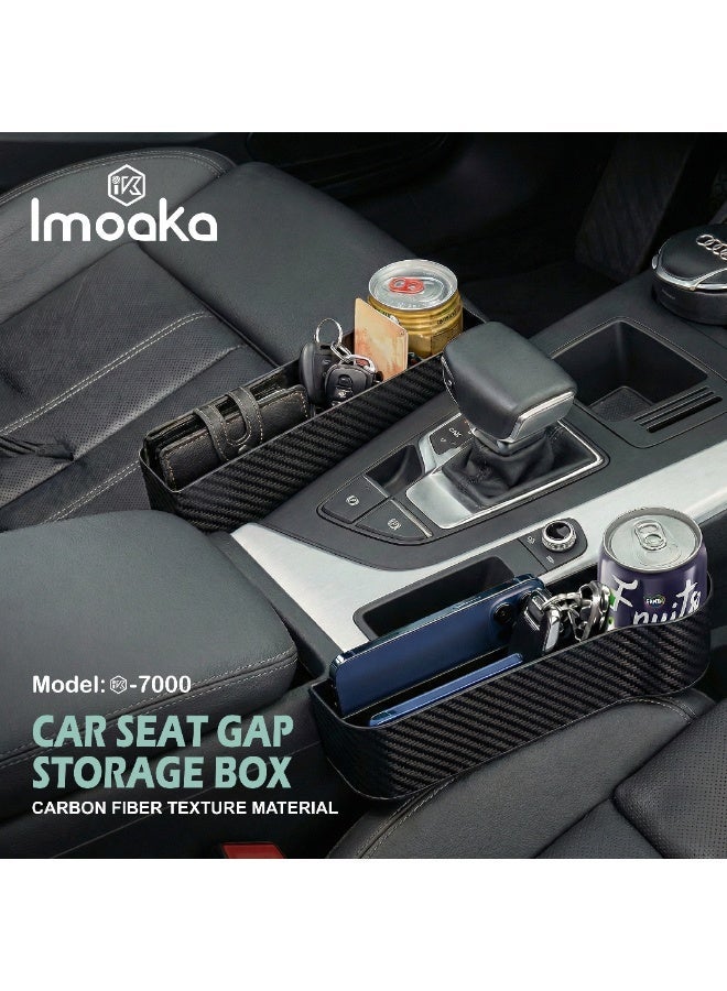 IMOAKA Car Seat Gap Organizer, Model IK7000, Carbon Fibre Storage Box, Large Capacity Console Side Pocket, Plug and Play Installation - Image 3