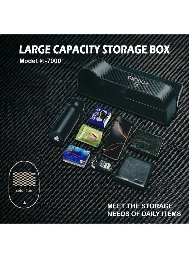 IMOAKA Car Seat Gap Organizer, Model IK7000, Carbon Fibre Storage Box, Large Capacity Console Side Pocket, Plug and Play Installation - Image 5