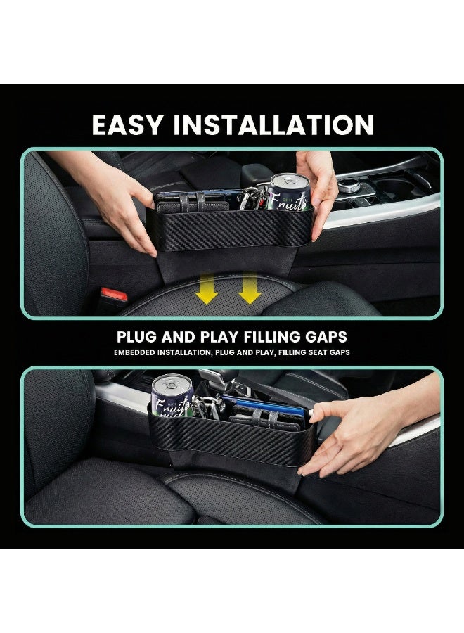 IMOAKA Car Seat Gap Organizer, Model IK7000, Carbon Fibre Storage Box, Large Capacity Console Side Pocket, Plug and Play Installation - Image 4