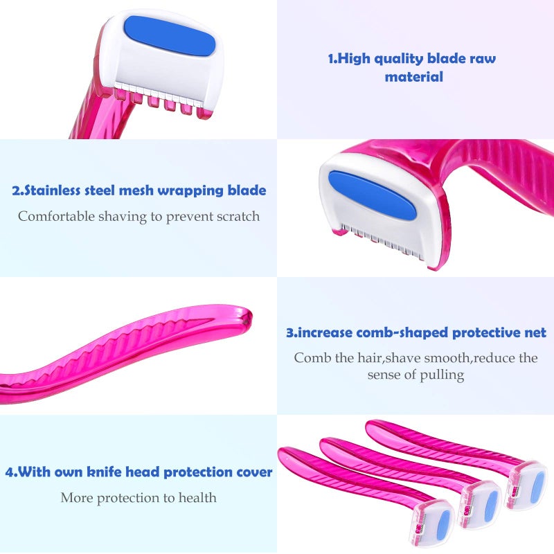 Honoson 12 Pcs Disposable Bikini Razors for Women Bikini Line Trimmer Shaver Small T Type Razor Durable Travel Accessories Pubic Hair Removal Beauty for Body Cosmetic Tool(Pink) - Image 4
